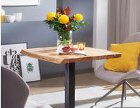 FineBuy Baumkante Esszimmertisch Akazie Massiv 80 x 75 cm Esstisch K&uuml;chentisch