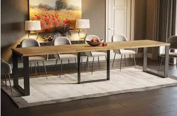 Endo-Möbel Esstisch Borys Max 130-330cm x 85cm ausziehbar Kufengestell, stabil, Wotan Eiche