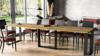 Endo-Möbel Kulissen-Esstisch Borys 290 -130cm-290cm Kufengestell Metall ausziehbar Artisan Eiche