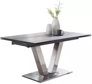 Novel Esstisch Edelstahl Metall Glas Keramik 90x76cm dunkelgrau (69000801)