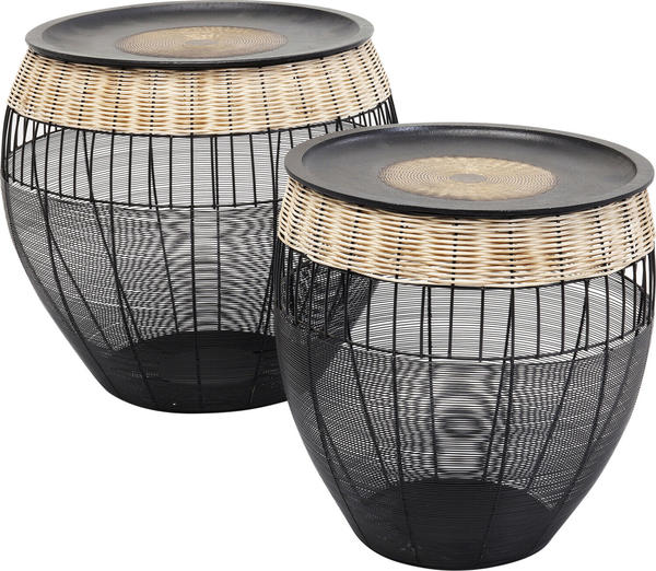 KARE 2er Beistelltisch-Set African Drums 46x48+40x42 cm grau