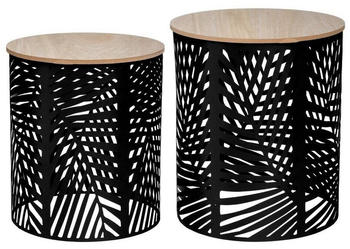 Atmosphera 2er Couchtisch-Set Blätter 35x40+39×45 cm schwarz-Schwarz