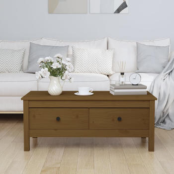 vidaXL Couchtisch 100x50x40 cm Massivholz Kiefer Honigbraun