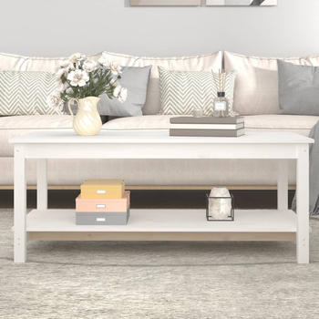vidaXL Couchtisch Wei&szlig; 110x55x45 cm Massivholz Kiefer
