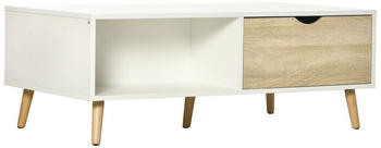 HomCom Couchtisch Weiß+Naturholz 106x58x39,5 cm