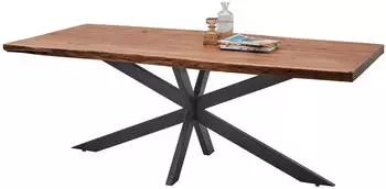 Livetastic Esstisch Schwarz Akazie massiv rechteckig X-Form 97-100x76.5 cm