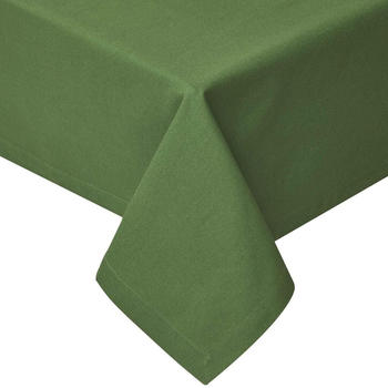 Homescapes Unifarbene Tischdecke aus Baumwolle dunkelgrün 178 x 305 cm