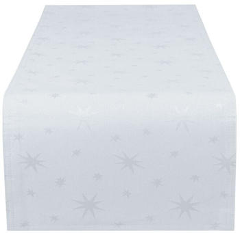 Haus und Deko Tischläufer 30x100 cm Weiß Weihnachten Polyester Sterne