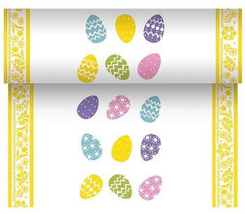 Papstar Tischläufer stoffähnlich, Airlaid 24mx40 cm Coloured Eggs (87372)
