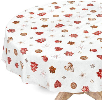 ANRO Wachstischdecke Weihnachten Weiß Robust Wasserabweisend Rund 120 cm