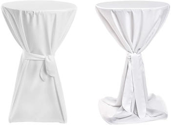 TexDeko Stehtischhussen Premium mit Schleifenband &Oslash; 80cm Rein-Wei&szlig; , blickdicht wei&szlig; Polyester (STH-P-80W)