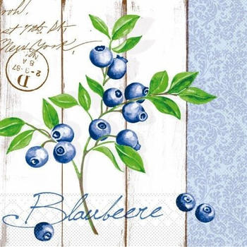 Mank Serviette Tissue Blaubeere 33 x 33 cm 100 Stück Heidelbeere blau Papier