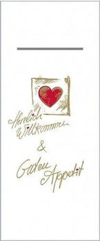 Mank Besteckservietten Airlaid Herzlich Willkommen Pub 40 x 33 cm 75 Stück Bestecktaschen weiß