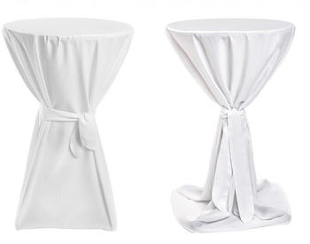 TexDeko Stehtischhussen Premium mit Schleifenband Ø 60cm Rein-Weiß , blickdicht weiß Polyester (STH-P-60W)