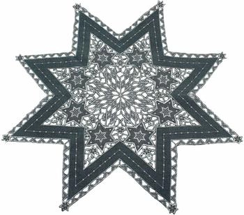 Haus und Deko Sterne Weihnachten Deckchen Advent 85 cm anthrazit silber bestickt Untersetzer Mitteldecke