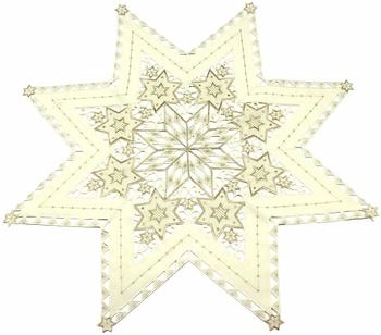 Haus und Deko Sterne Weihnachten Deckchen Advent 85 cm ecru gold bestickt Untersetzer Mitteldecke