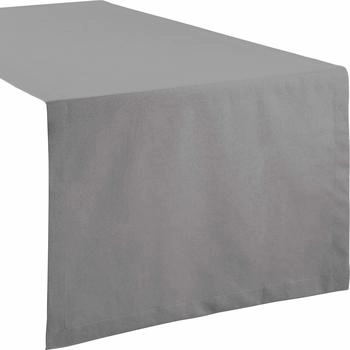 REDBEST Tischläufer Uni Seattle Baumwolle Kuvertsaum grau 50x150 cm