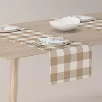 Dekoria Tischläufer, weiss-beige kariert, 40 x 130 cm, Quadro (136-08)