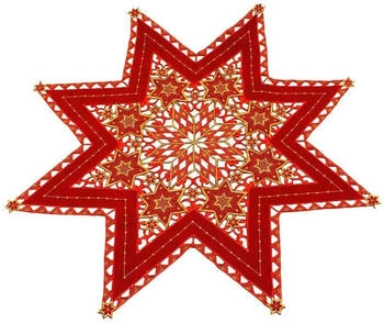 Haus und Deko Sterne Weihnachten Deckchen Advent 85 cm rot gold bestickt