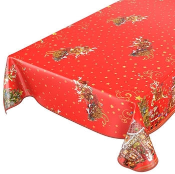 ANRO Wachstischdecke Weihnachten Rot Robust Wasserabweisend 140x100 cm