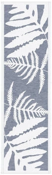 Ekelund Linneväveri Ormbunkar Tischläufer 35x120 cm Blau-Weiß