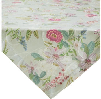 Erwin Müller Mitteldecke Mitteldecke (1-tlg) fleckabweisend Blumen, hellgrün 80x80 cm
