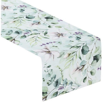 Dekoria Tischläufer, mintgrün-weiß, 40 x 130 cm, Flowers (143-66)