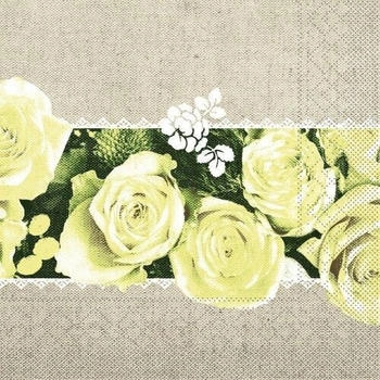 Mank Serviette Tissue, Lovely Roses Gelb, 40 x 40 cm 100 Stück Rosen Blumen Floral gelb Papier