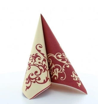 Mank Serviette Airlaid Pomp Bordeaux-Creme 40 x 40 cm 50 Stück Ornamente