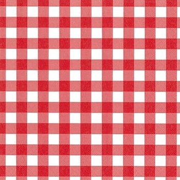 Papstar 100 Servietten 3-lagig 1/4-Falz 33 cm x 33 cm rot Vichy Karo- rot Papier (87102)