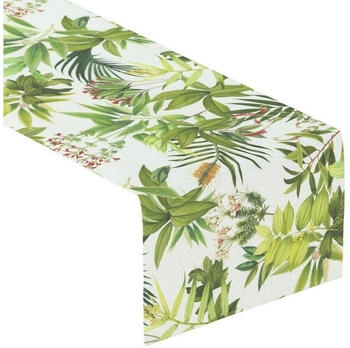 Dekoria Tischläufer, grün-weiß, 40 x 130 cm, Flowers (143-69)