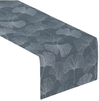 Dekoria Tischläufer, graphite-silbern, 40 x 130 cm, Flowers (143-52)