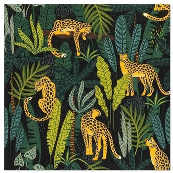 Papstar Servietten, 3-lagig 1/4-Falz 33 x 33 cm "Leopard" (200 Stück)