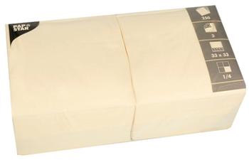 Papstar Servietten, 3-lagig 1/4-Falz 33 x 33 cm creme (1000 Stück)