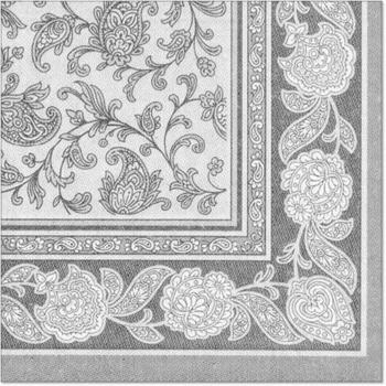 Papstar Servietten "ROYAL Collection" 1/4-Falz 40 x 40 cm grau "Ornaments" (250 Stück)