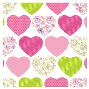 Papstar Servietten, 3-lagig 1/4-Falz 25 x 25 cm "Sweetheart" (280 Stück)