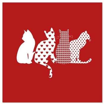 Papstar Servietten, 3-lagig 1/4-Falz 33 x 33 cm rot "Cats" (200 Stück)
