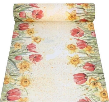 Papstar Tischläufer, stoffähnlich, Airlaid 24 m x 40 cm "Tulips & Daffodils" (6 Rolle)
