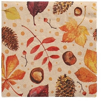 Papstar Servietten, 3-lagig 1/4-Falz 33 x 33 cm natur "Höstlöv" aus recyceltem Papier (200 Stück)