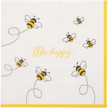 Papstar Servietten, 3-lagig 1/4-Falz 33 x 33 cm "Bee Happy" (360 Stück)
