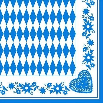 Papstar Servietten, 3-lagig 1/4-Falz 40 x 40 cm "Bayrisch Blau" (400 Stück)