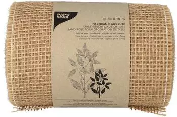 Papstar Dekoband Jute 10 m x 15 cm natur auf Rolle