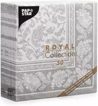 Papstar Servietten ROYAL Collection 1/4-Falz 40 cm x 40 cm grau Ornaments