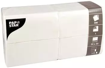Papstar Servietten, 1-lagig 1/8-Falz 33 cm x 33 cm weiss