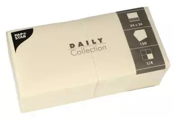 Papstar Servietten DAILY Collection 1/4-Falz 24 cm x 24 cm champagner , 6 x 150 Stück