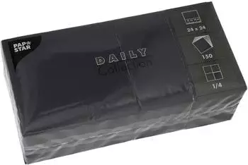 Papstar Servietten DAILY Collection 1/4-Falz 24 cm x 24 cm schwarz