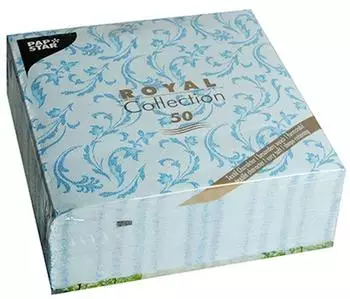 Papstar Servietten ROYAL Collection 1/4-Falz 40 cm x 40 cm t&uuml;rkis Damascato