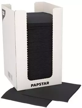 Papstar Servietten, 2-lagig PUNTO 1/4-Falz 20 cm x 20 cm schwarz mikrogeprägt, in Spenderbox