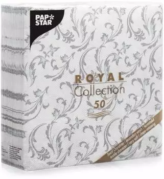 Papstar Servietten ROYAL Collection 1/4-Falz 40 cm x 40 cm grau Damascato