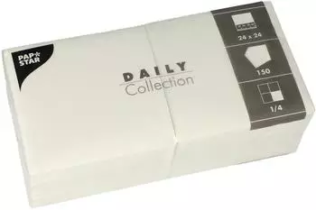 Papstar Servietten DAILY Collection 1/4-Falz 24 cm x 24 cm weiss